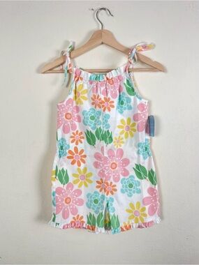 NWT Little English Girls Size 8 Floral Tie Strap Romper Boutique Summer